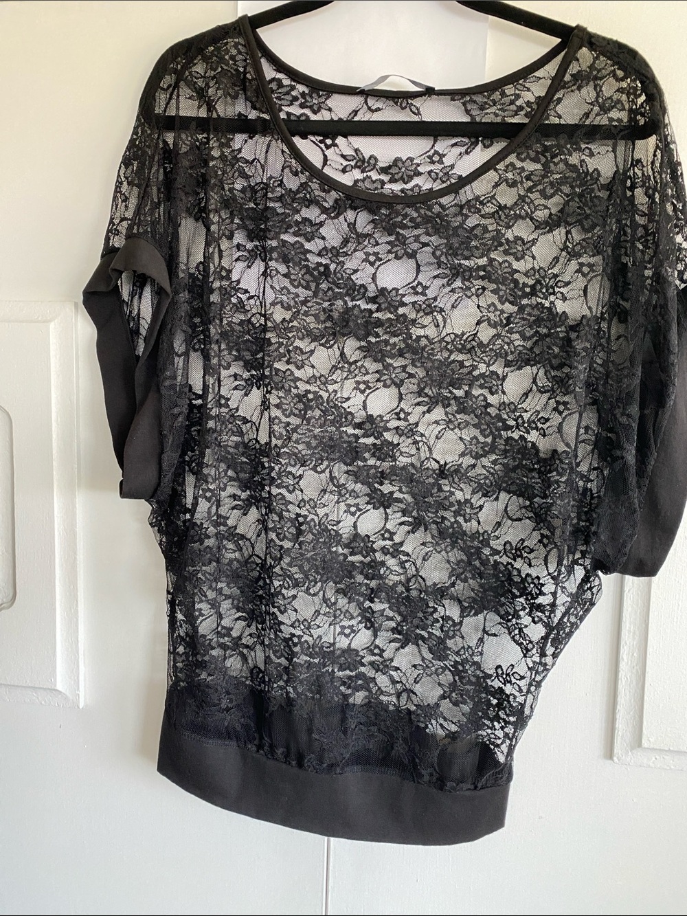love J Black Floral Lace Shell